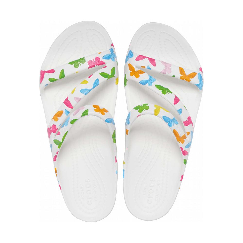 White / Multi Women's Crocs Women's Kadee II Graphic Sandal Slides | NZ 0599QMAZ